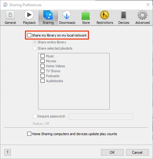 vô hiệu hóa-itunes-sharing - Mẹo kỹ thuật trực tuyến Cách tắt hình ảnh chia sẻ thư viện iTunes