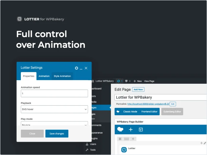 Tải xuống: Lottier - Lottie Animated Images cho WPBakery 3 Toàn quyền kiểm soát Hoạt ảnh
