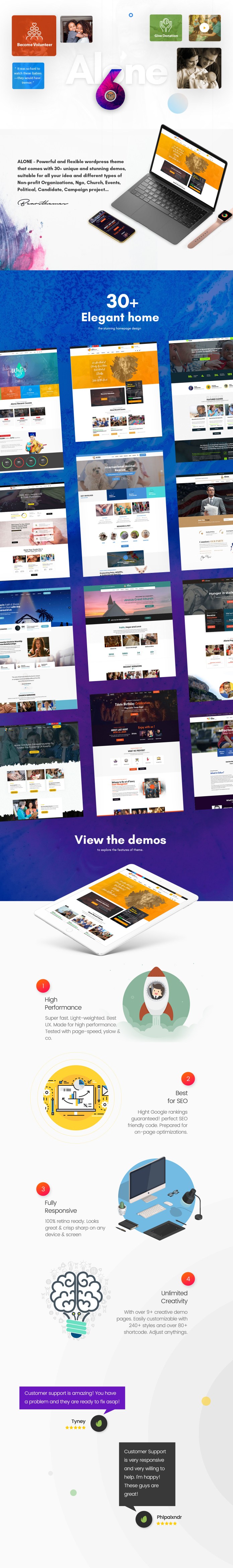 Một mình - Từ thiện Đa năng WordPress phi lợi nhuận Theme - 1