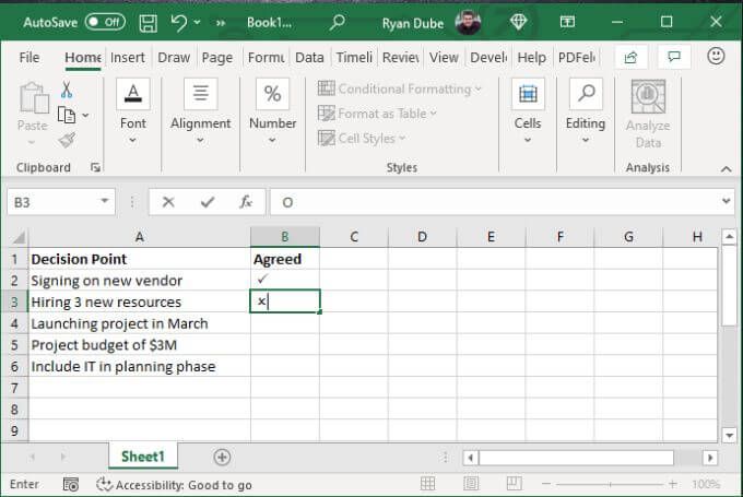 4 cách sử dụng dấu kiểm trong Excel 6 4 cách sử dụng dấu kiểm trong Excel