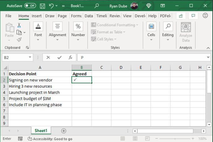 4 cách sử dụng dấu kiểm trong Excel 4 4 cách sử dụng dấu kiểm trong Excel