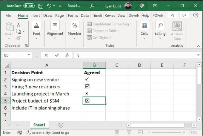 4 cách sử dụng dấu kiểm trong Excel 10 4 cách sử dụng dấu kiểm trong Excel