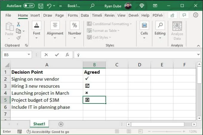 4 cách sử dụng dấu kiểm trong Excel 10 4 cách sử dụng dấu kiểm trong Excel