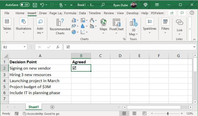 4 cách sử dụng dấu kiểm trong Excel 18 4 cách sử dụng dấu kiểm trong Excel