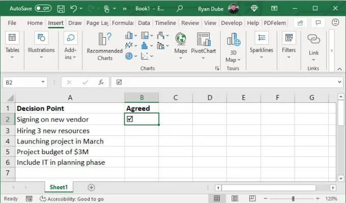 4 cách sử dụng dấu kiểm trong Excel 18 4 cách sử dụng dấu kiểm trong Excel