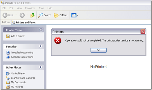 bộ đệm máy in bị chấm dứt