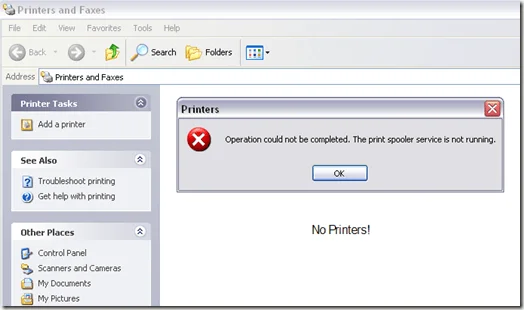 bộ đệm máy in bị chấm dứt