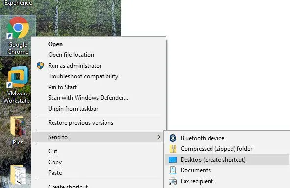 tạo lối tắt trên màn hình