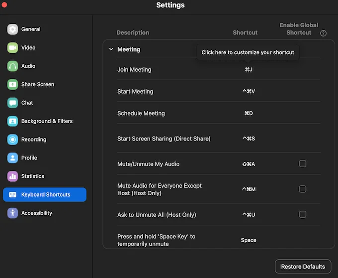 zoom-app-settings_shortcuts - Mẹo kỹ thuật trực tuyến Tìm hiểu hình ảnh Phím tắt thu phóng cần thiết