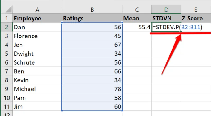 Cách tính điểm Z trong Excel 33 Cách tính điểm Z trong Excel