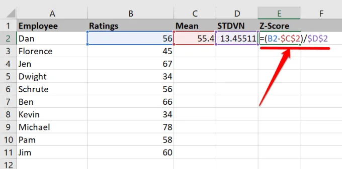 Cách tính điểm Z trong Excel 49 Cách tính điểm Z trong Excel