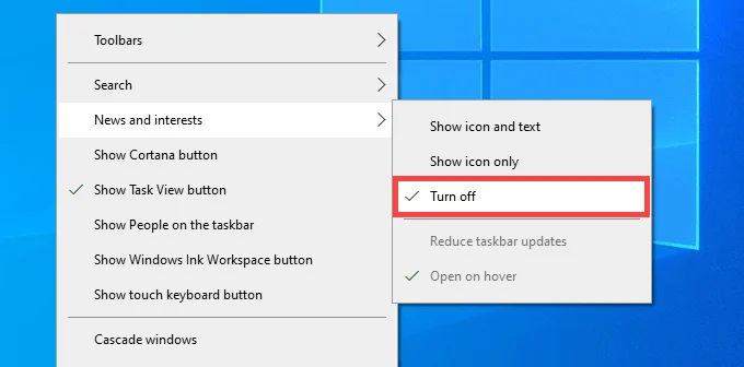 Cách xóa Tin tức và Thời tiết khỏi Thanh tác vụ Windows 10 2 Cách xóa Tin tức và Thời tiết khỏi Thanh tác vụ Windows 10