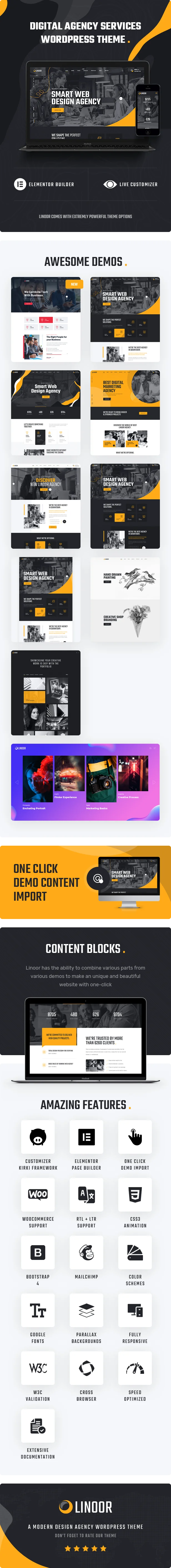 Linoor - Digital Agency Services WordPress Theme 1