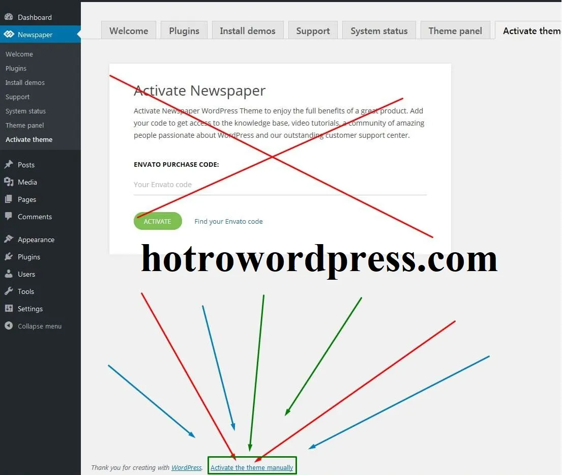 manual activation newspaper theme