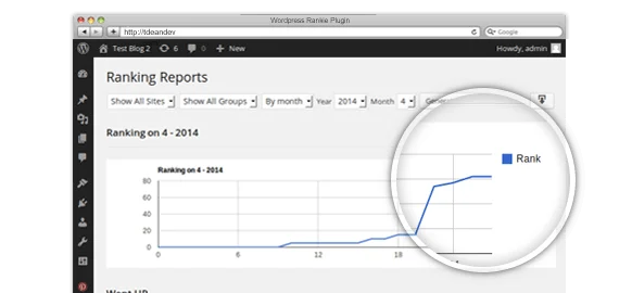 báo cáo trình theo dõi xếp hạng wordpress