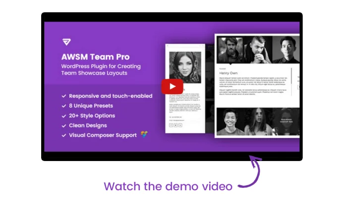 Tải xuống: The Team Pro - Team Showcase WordPress Plugin 4 Demo Video Plugin Nhóm