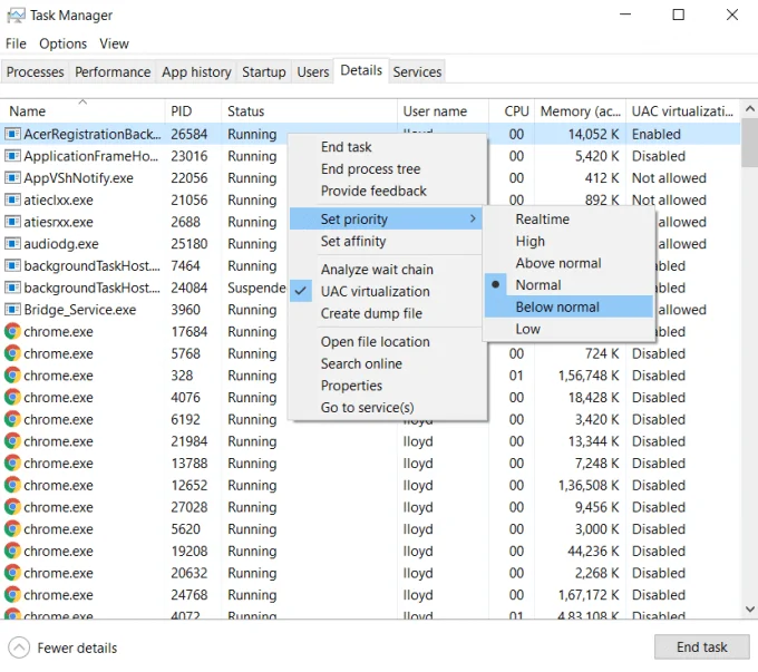 Cách đặt Mức độ ưu tiên của Quy trình trong Trình quản lý Tác vụ trên Windows 10 14 Cách đặt Mức độ ưu tiên của Quy trình trong Trình quản lý Tác vụ trên Windows 10