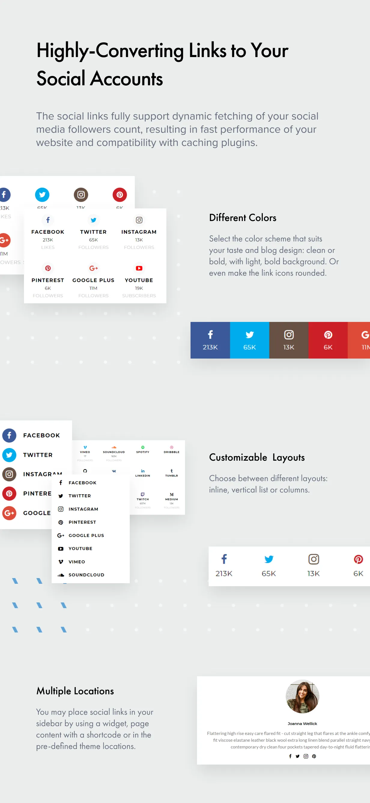 Authentic v7.1.1 - Lifestyle Blog & Magazine WordPress Theme 14 đường liên kết mạng xã hội