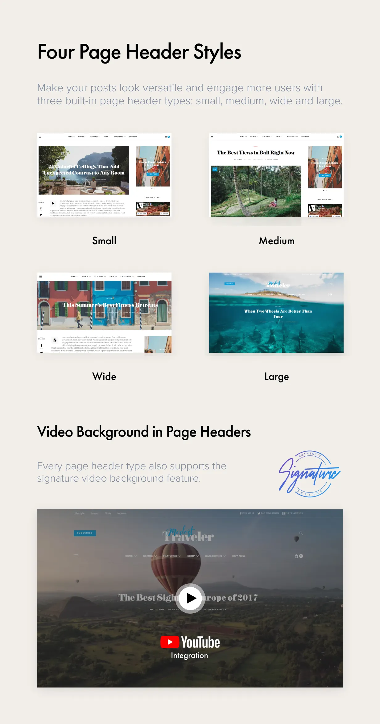 Authentic v7.1.1 - Lifestyle Blog & Magazine WordPress Theme 30 Trang Header Phong cách