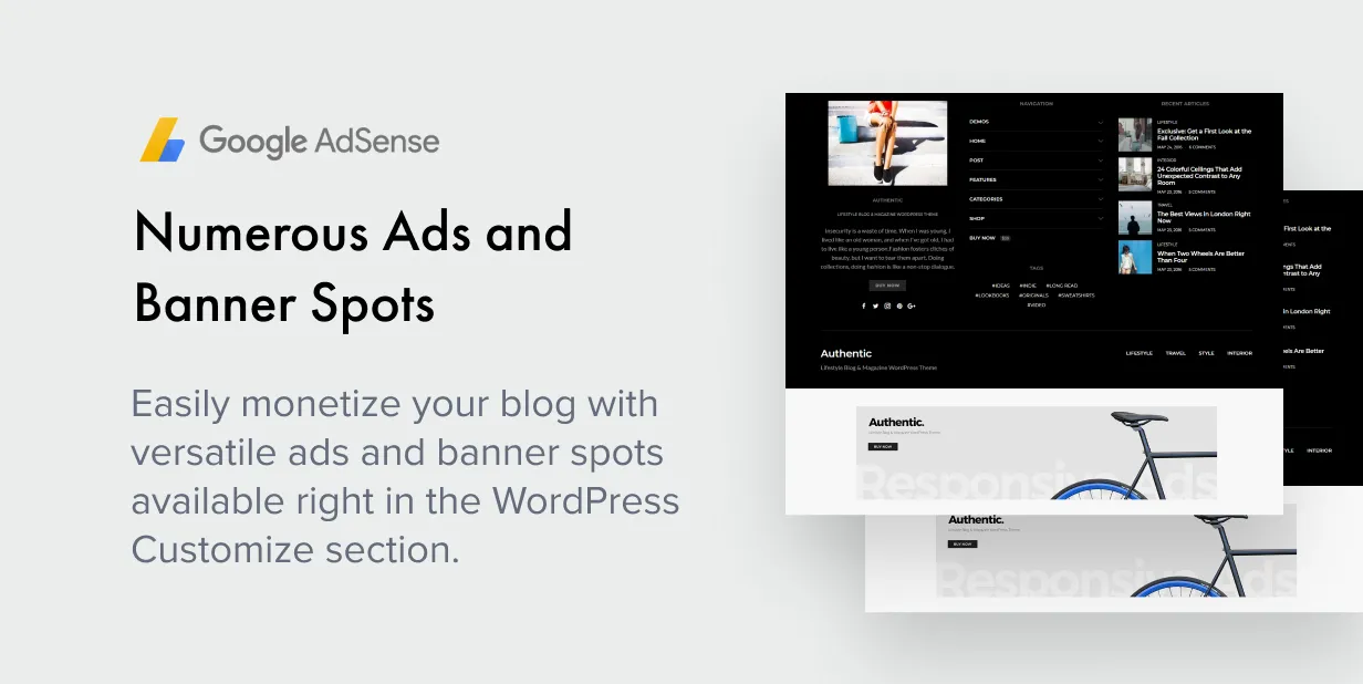 Authentic v7.1.1 - Lifestyle Blog & Magazine WordPress Theme 32 Điểm quảng cáo