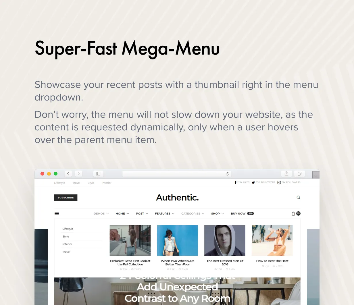 Authentic v7.1.1 - Lifestyle Blog & Magazine WordPress Theme 36 Menu Mega siêu nhanh