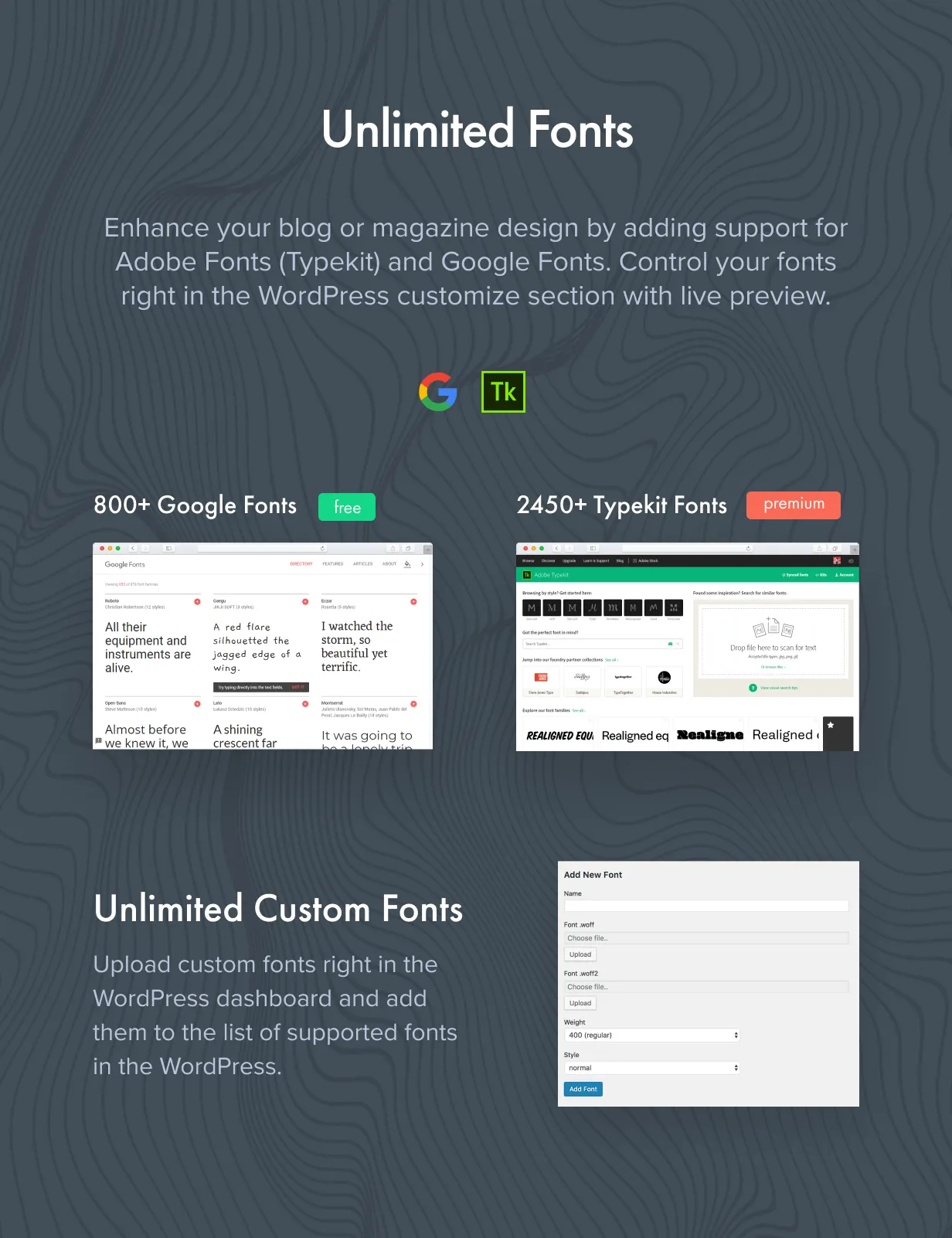 Authentic v7.1.1 - Lifestyle Blog & Magazine WordPress Theme 37 Phông chữ không giới hạn