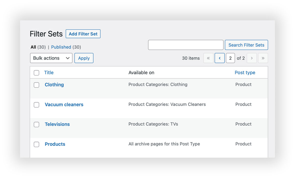 Lọc mọi thứ - WooCommerce Màn hình quản trị Bộ lọc sản phẩm