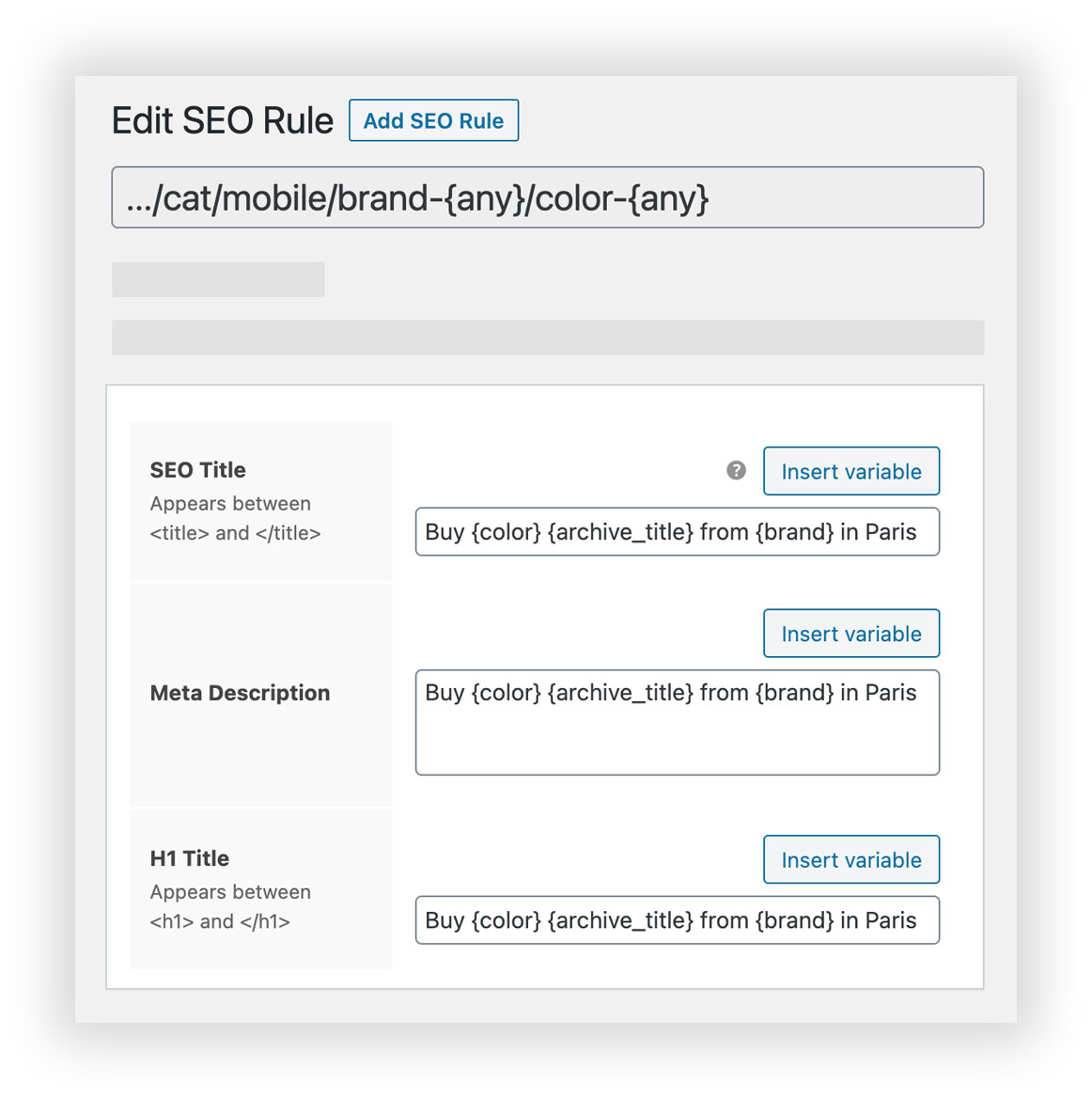 Lọc mọi thứ - WooCommerce Màn hình chỉnh sửa Quy tắc SEO của Bộ lọc Sản phẩm