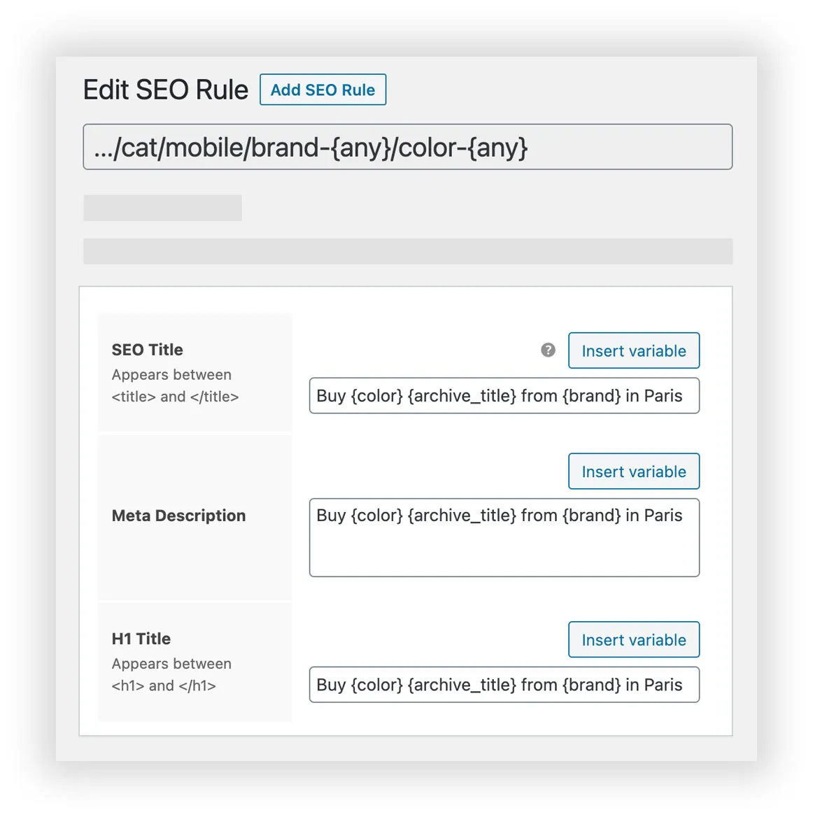 Lọc mọi thứ - WooCommerce Màn hình chỉnh sửa Quy tắc SEO của Bộ lọc Sản phẩm