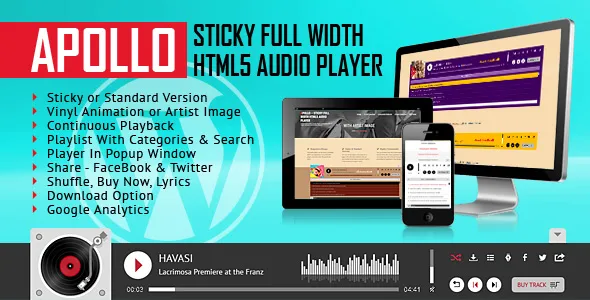 Apollo - Trình phát âm thanh HTML5 độ rộng đầy đủ cố định - Plugin WordPress - Mặt hàng CodeCanyon để bán
