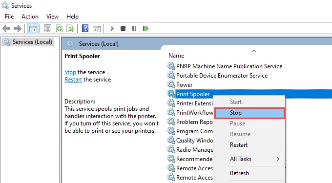 Khắc phục: Bộ đệm in tiếp tục dừng trên Windows 10 16 Khắc phục: Bộ đệm in tiếp tục dừng trên Windows 10