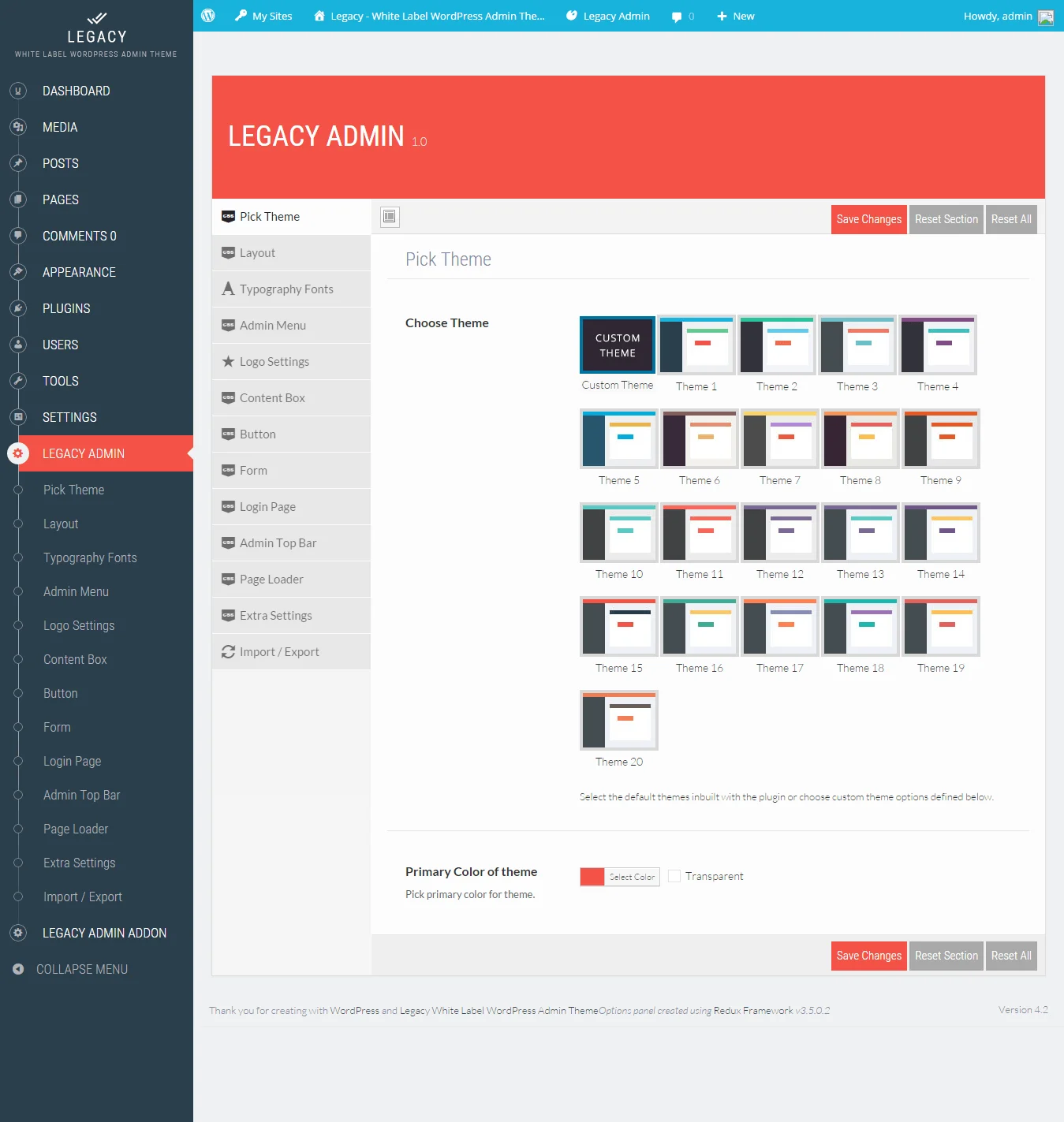 Legacy - White label WordPress Admin Theme