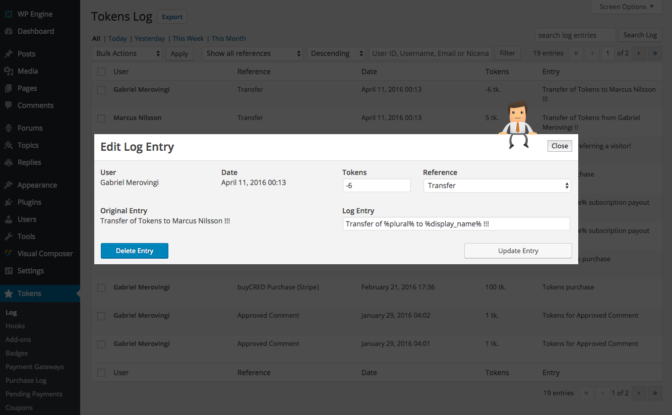 MyCred Addons Bundle - Edit Log Entry