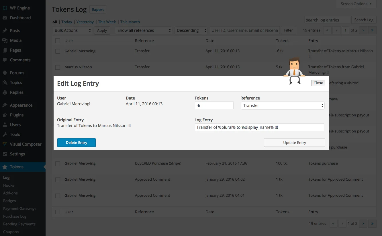 MyCred Addons Bundle - Edit Log Entry