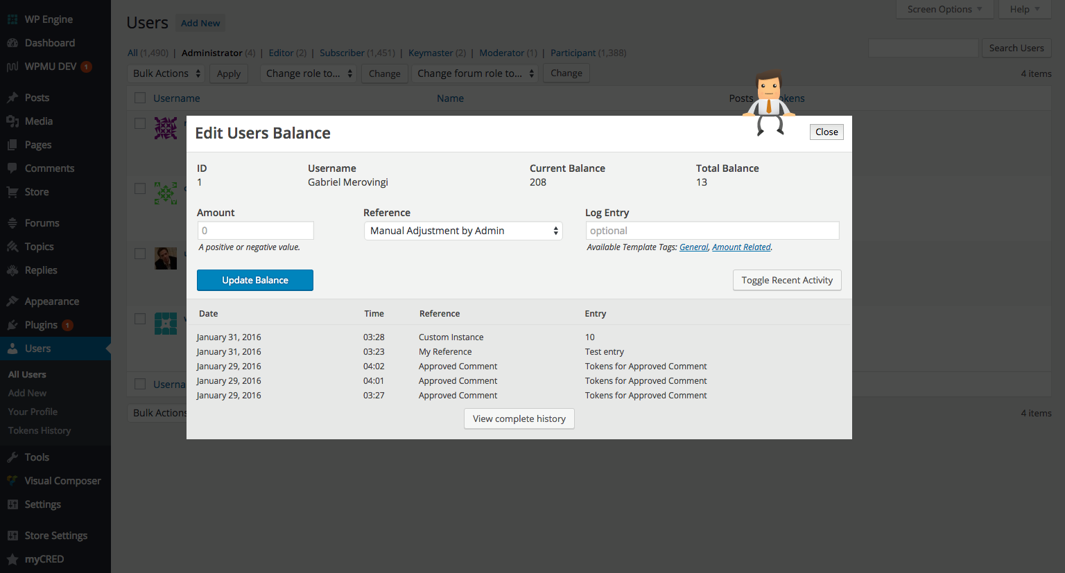MyCred Addons Bundle - Edit Users Balance