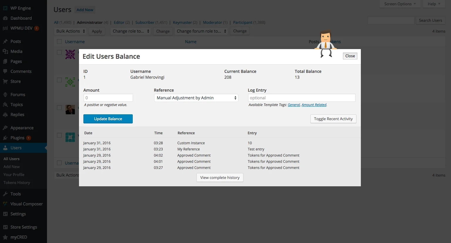 MyCred Addons Bundle - Edit Users Balance