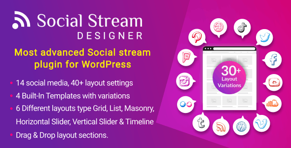 Social Stream Designer - Instagram Facebook Twitter Feed - Social media Feed Grid Gallery Plugin