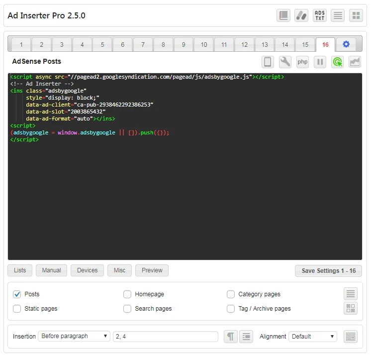Ad Inserter Pro v2.8.2 NULLED - Advanced WordPress Ad Management Plugin 1 Tính năng Ad Inserter Pro