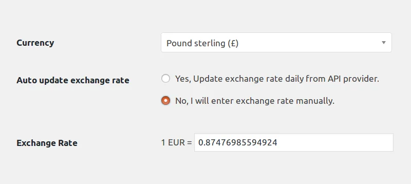 Tự động cập nhật tỷ giá hối đoái