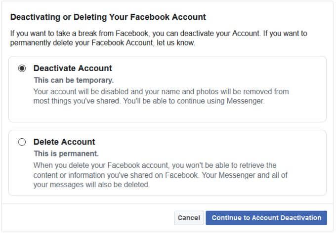 Cách hủy kích hoạt tài khoản Facebook thay vì xóa tài khoản 10 Cách hủy kích hoạt tài khoản Facebook thay vì xóa tài khoản