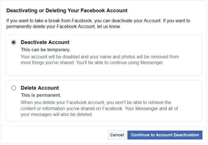 Cách hủy kích hoạt tài khoản Facebook thay vì xóa tài khoản 10 Cách hủy kích hoạt tài khoản Facebook thay vì xóa tài khoản