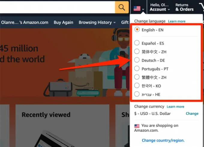 Tại sao Amazon của tôi bằng tiếng Tây Ban Nha? Ngôn ngữ và Quan trọng khác Settings 2 Tại sao Amazon của tôi bằng tiếng Tây Ban Nha? Ngôn ngữ và Quan trọng khác Settings