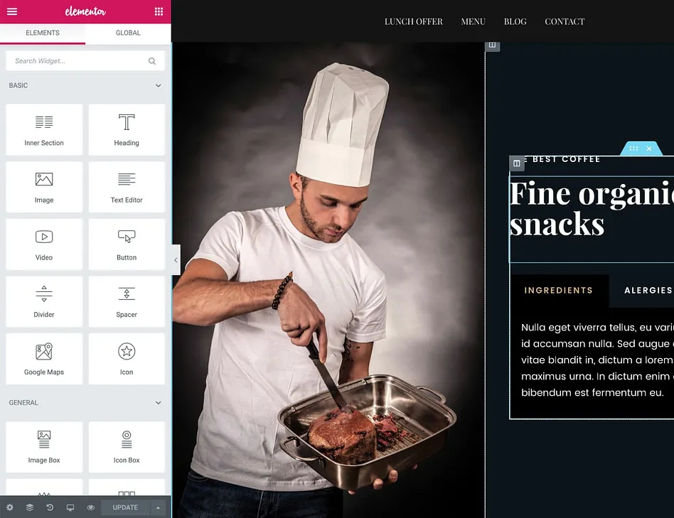 Hestia PRO sử dụng Elementor