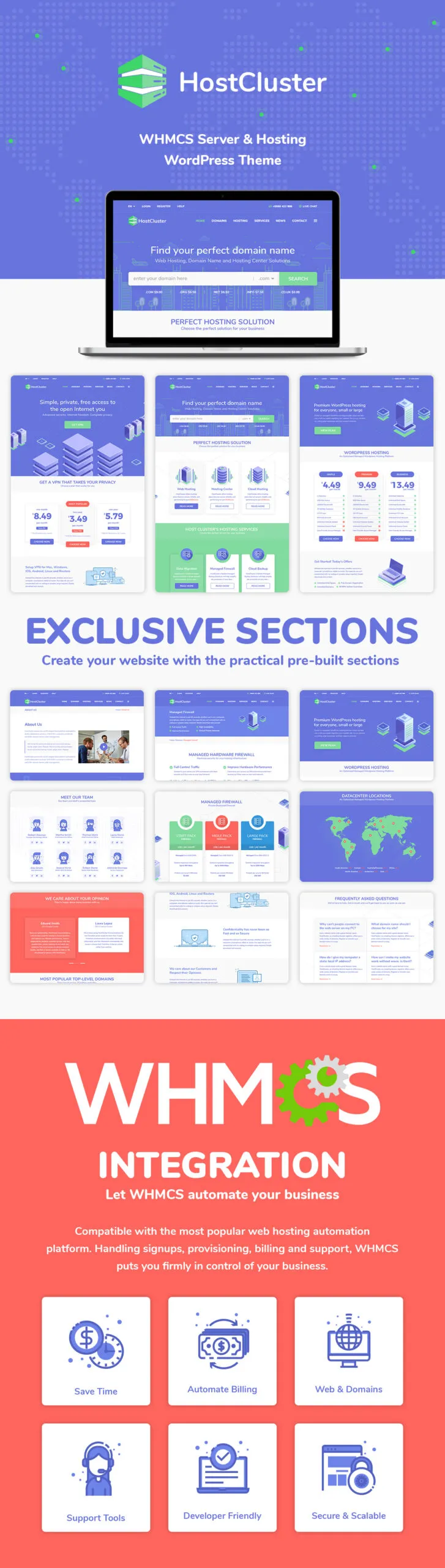 HostCluster - WHMCS Hosting WordPress Theme 1