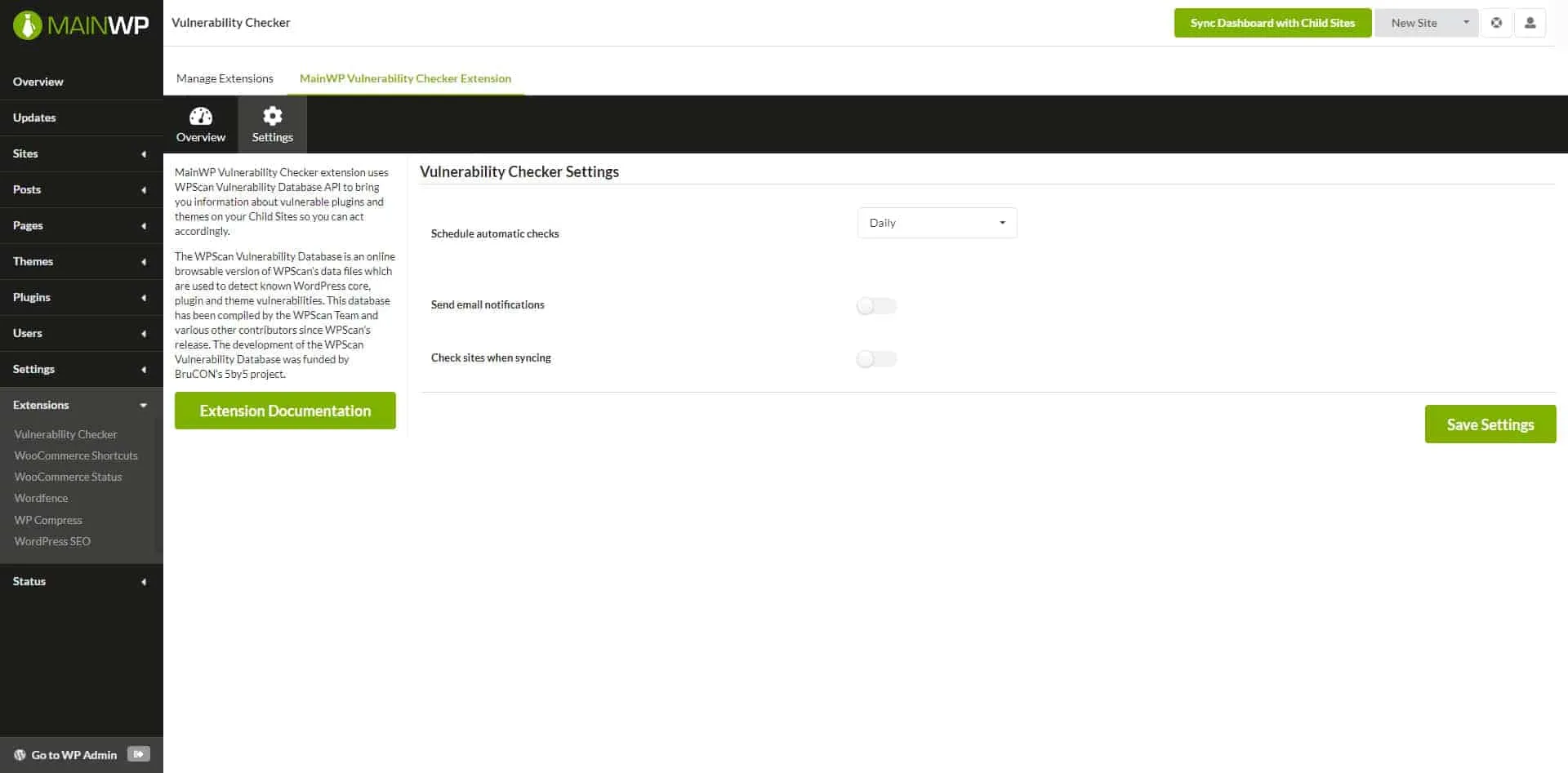 MainWP Vulnerability Checker v4.1 NULLED 2 Settings MainWP Vulnerability Checker