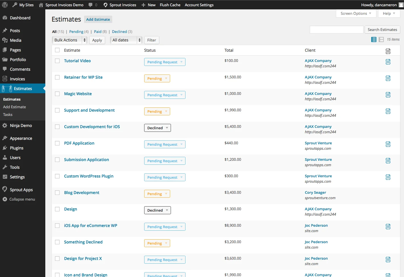 Sprout Invoices Pro demo 7