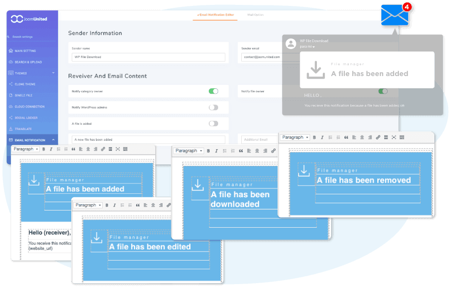 Thông báo qua email về các sửa đổi tệp