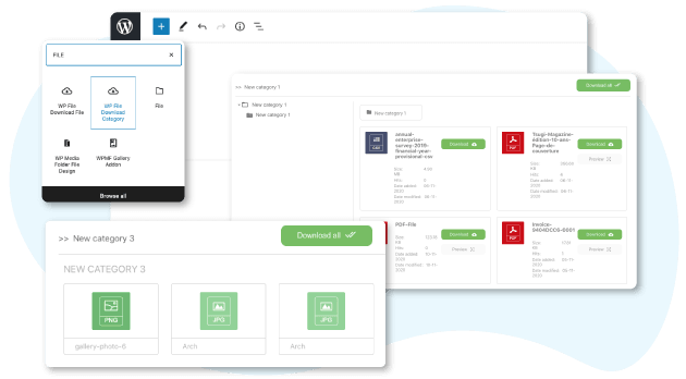 WP File Download WordPress Gutenberg editor