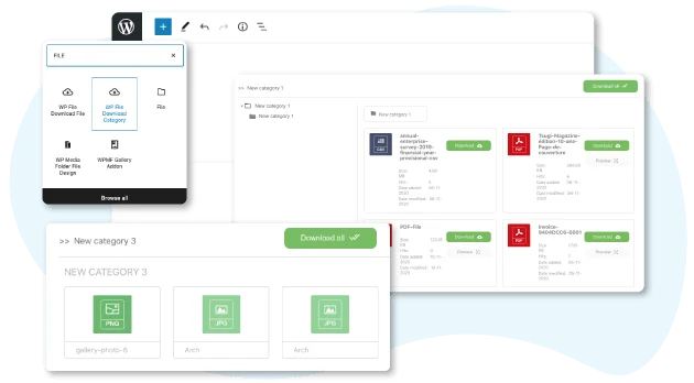 WP File Download WordPress Gutenberg editor