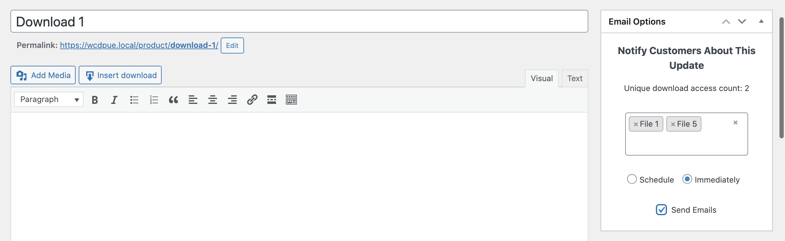 WooCommerce Downloadable Product Update E-mails 5
